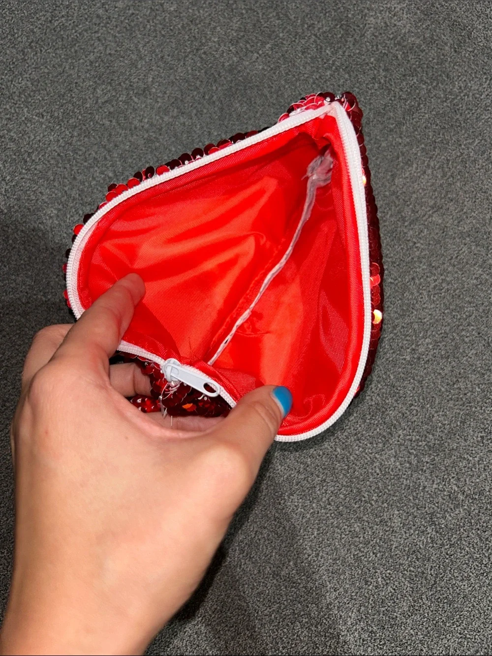 “Canes Chicken” Red and White Sequin Zip Pouch
